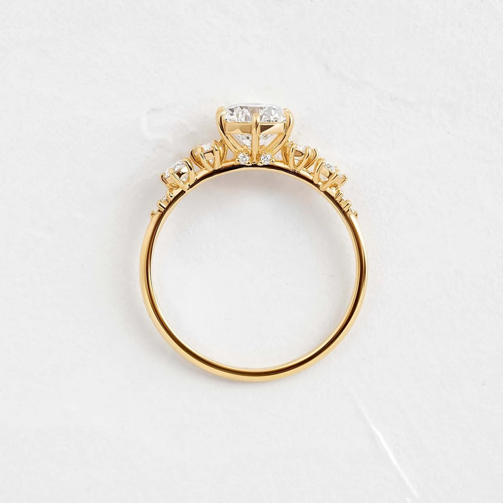 Round Cut Hidden Accent Moissanite Promise Ring