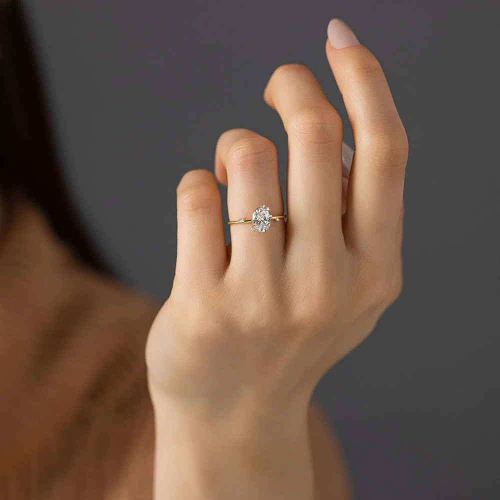 Oval Cut Cluster Moissanite Engagement Ring