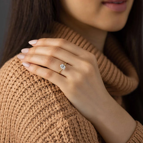 Oval Cut Cluster Moissanite Engagement Ring