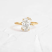 Oval Cut Cluster Moissanite Engagement Ring