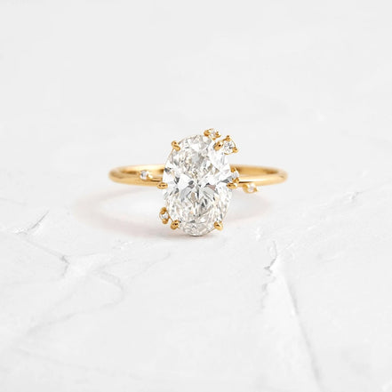 Oval Cut Cluster Moissanite Engagement Ring