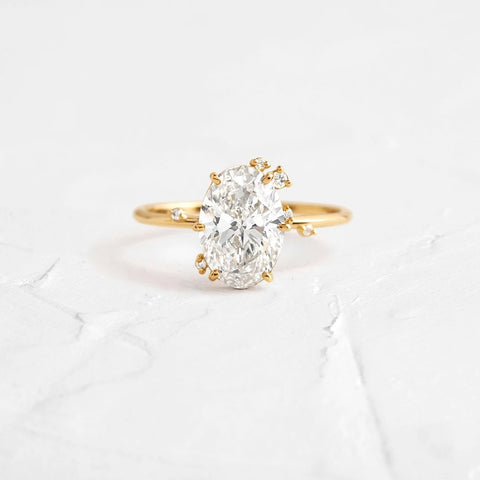 Oval Cut Cluster Moissanite Engagement Ring