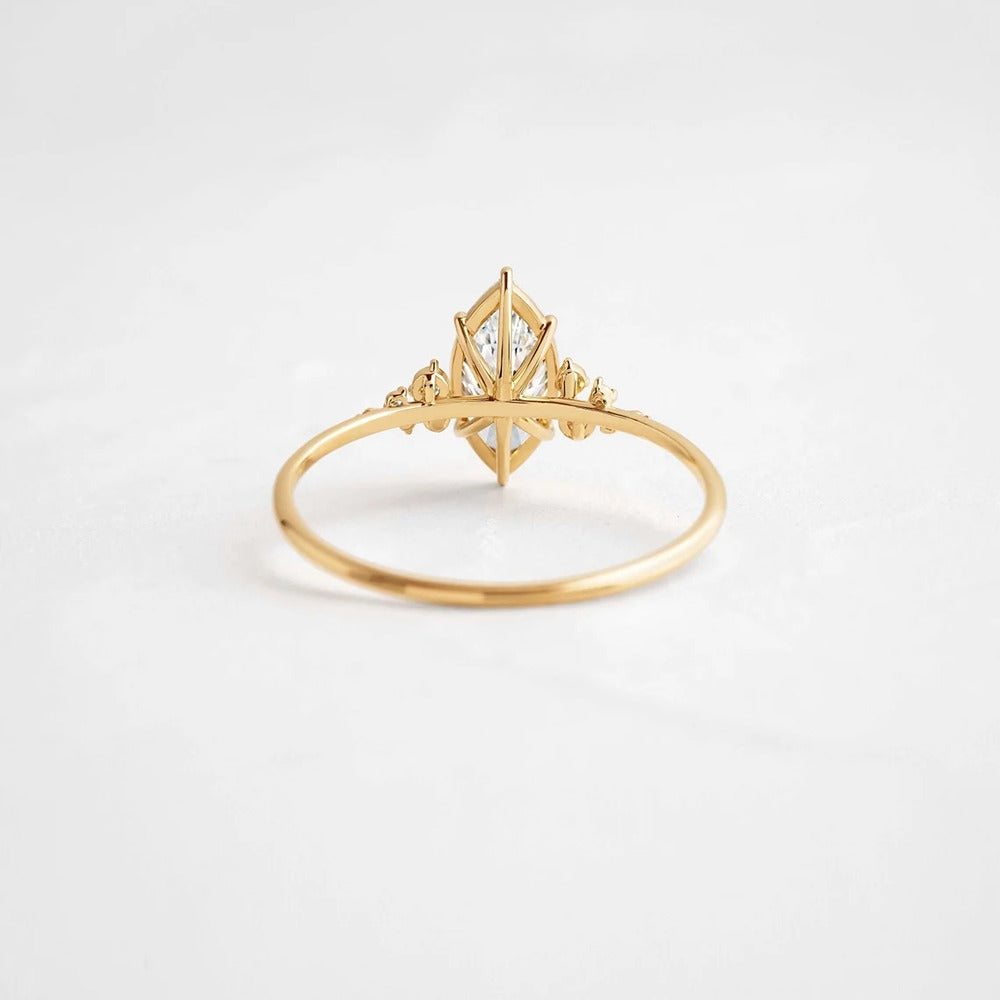 Marquise Cut Side Accent Moissanite Engagement Ring