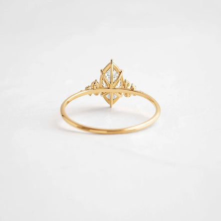 Marquise Cut Side Accent Moissanite Engagement Ring