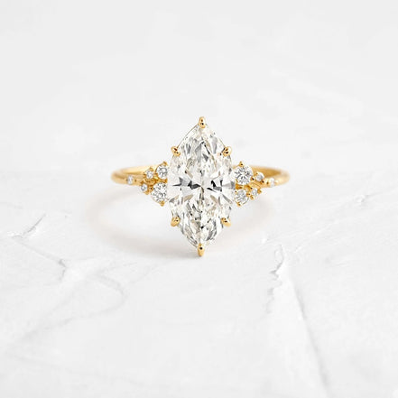 Marquise Cut Side Accent Moissanite Engagement Ring