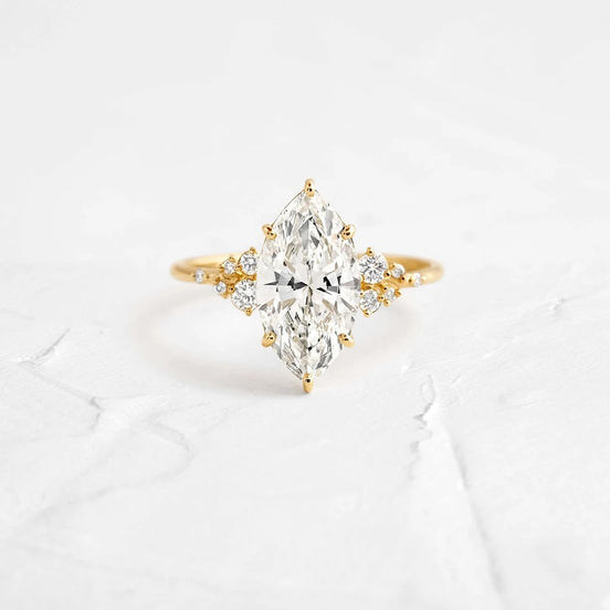 Marquise Cut Side Accent Moissanite Engagement Ring