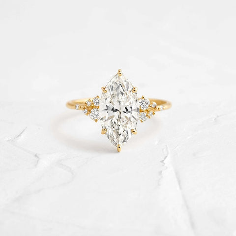 Marquise Cut Side Accent Moissanite Engagement Ring