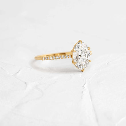 Oval Cut Pave Set Moissanite Engagement Ring