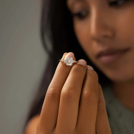 Emerald Cut Moissanite Engagement Ring