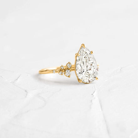 Pear Cut Unique Moissanite Engagement Ring