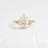 Pear Cut Unique Moissanite Engagement Ring