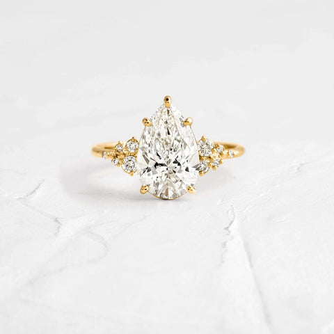 Pear Cut Unique Moissanite Engagement Ring
