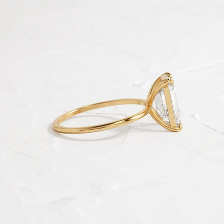 Emerald Cut Solitaire Moissanite Engagement Ring