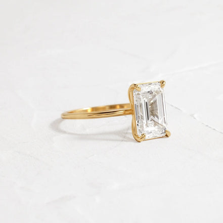 Emerald Cut Solitaire Moissanite Engagement Ring