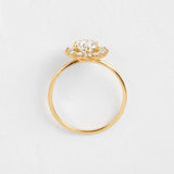 Oval Cut Floral Halo Moissanite Engagement Ring