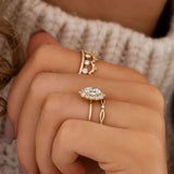 Oval Cut Floral Halo Moissanite Engagement Ring