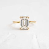 Emerald Cut Moissanite Solitaire Engagement Ring