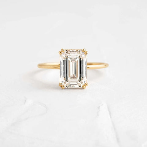 Emerald Cut Moissanite Solitaire Engagement Ring