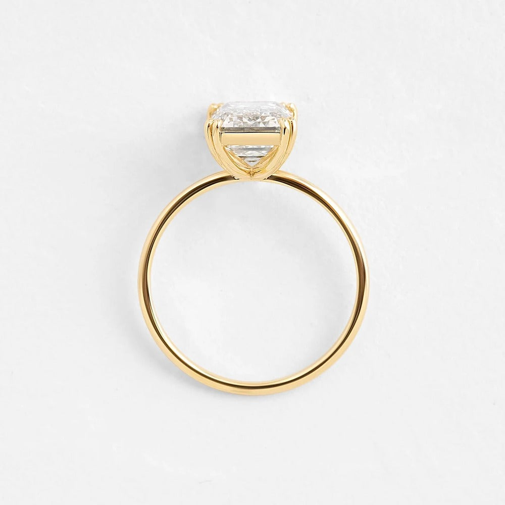 Emerald Cut Moissanite Solitaire Engagement Ring