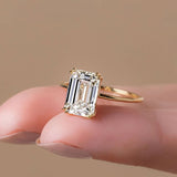 Emerald Cut Moissanite Solitaire Engagement Ring