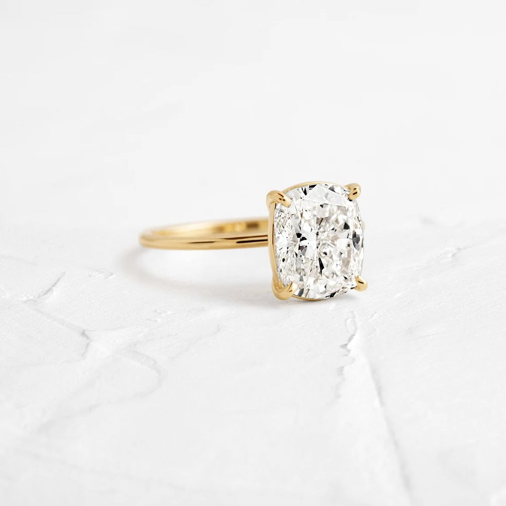 Cushion Cut Moissanite Solitaire Engagement Ring