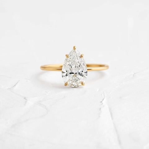 Pear Cut Moissanite Solitaire Engagement Ring