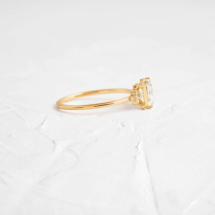 Emerald Cut Vintage Moissanite Engagement Ring