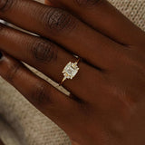 Emerald Cut Vintage Moissanite Engagement Ring