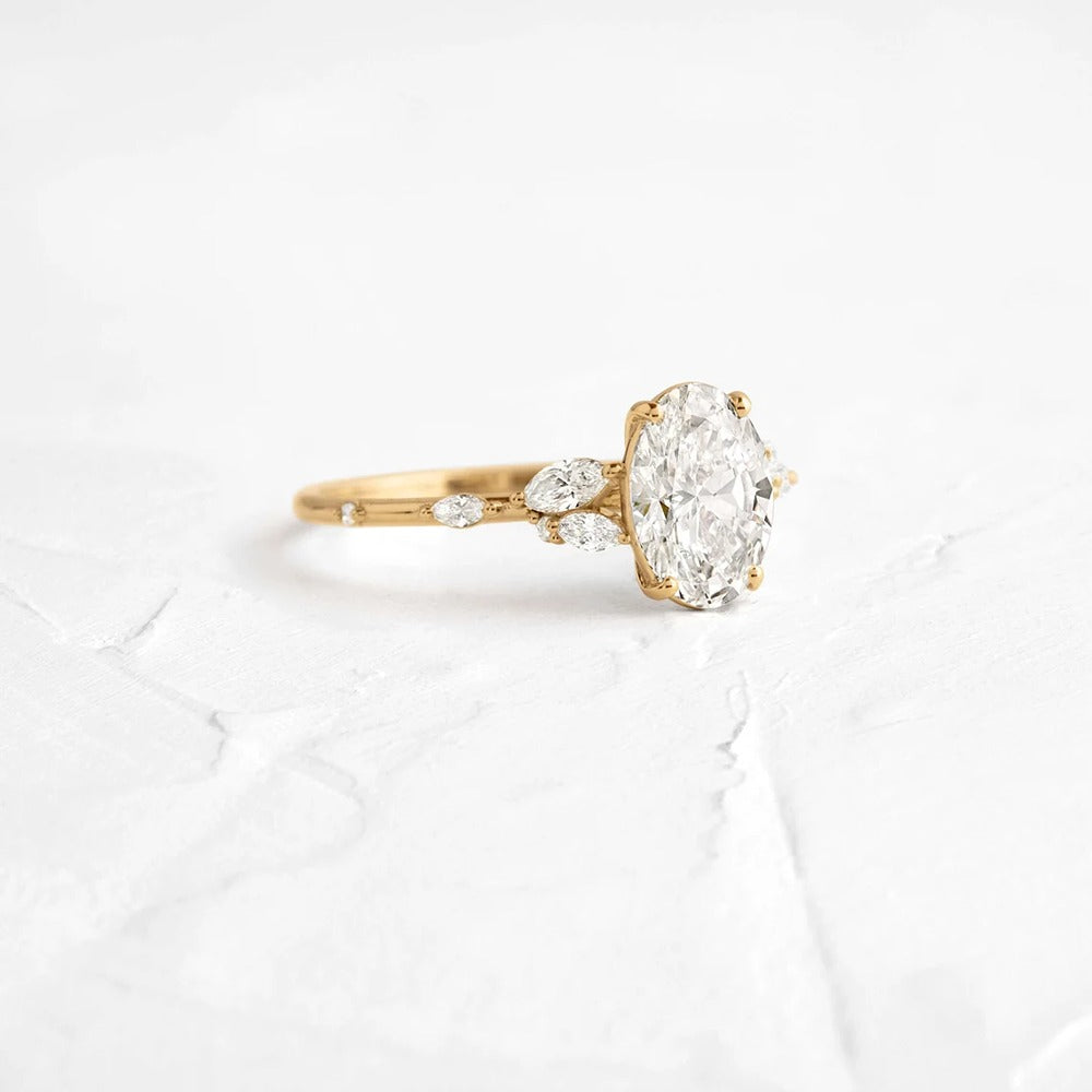 Oval Cut Unique Moissanite Engagement Ring