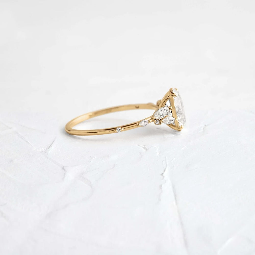 Oval Cut Unique Moissanite Engagement Ring