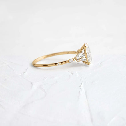 Oval Cut Unique Moissanite Engagement Ring