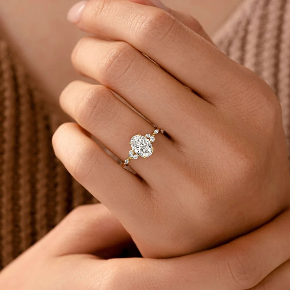 Oval Cut Unique Moissanite Engagement Ring