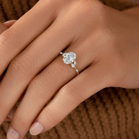 Oval Cut Unique Moissanite Engagement Ring
