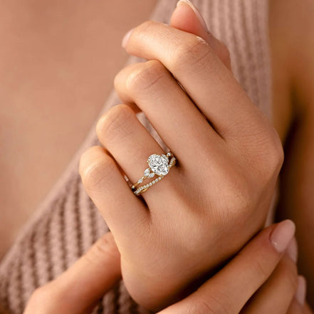 Oval Cut Unique Moissanite Engagement Ring