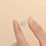 Oval Cut Unique Flower Moissanite Engagement Wedding Ring