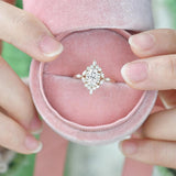 Oval Cut Unique Flower Moissanite Engagement Wedding Ring