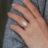 Oval Cut Unique Flower Moissanite Engagement Wedding Ring