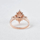 Oval Cut Unique Flower Moissanite Engagement Wedding Ring