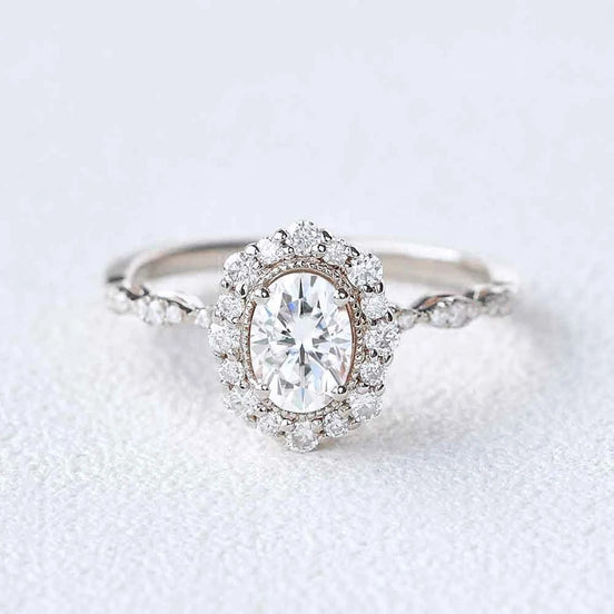 Oval Cut Hidden Accent Moissanite Engagement Ring