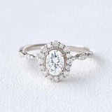Oval Cut Hidden Accent Moissanite Engagement Ring