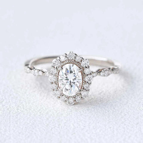 Oval Cut Hidden Accent Moissanite Engagement Ring
