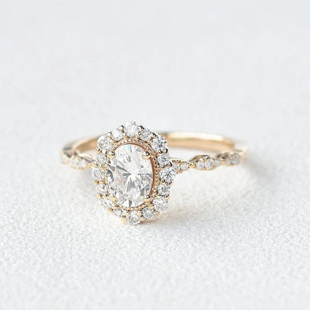 Oval Cut Hidden Accent Moissanite Engagement Ring