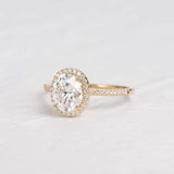 Oval Cut Halo Moissanite Promise Ring