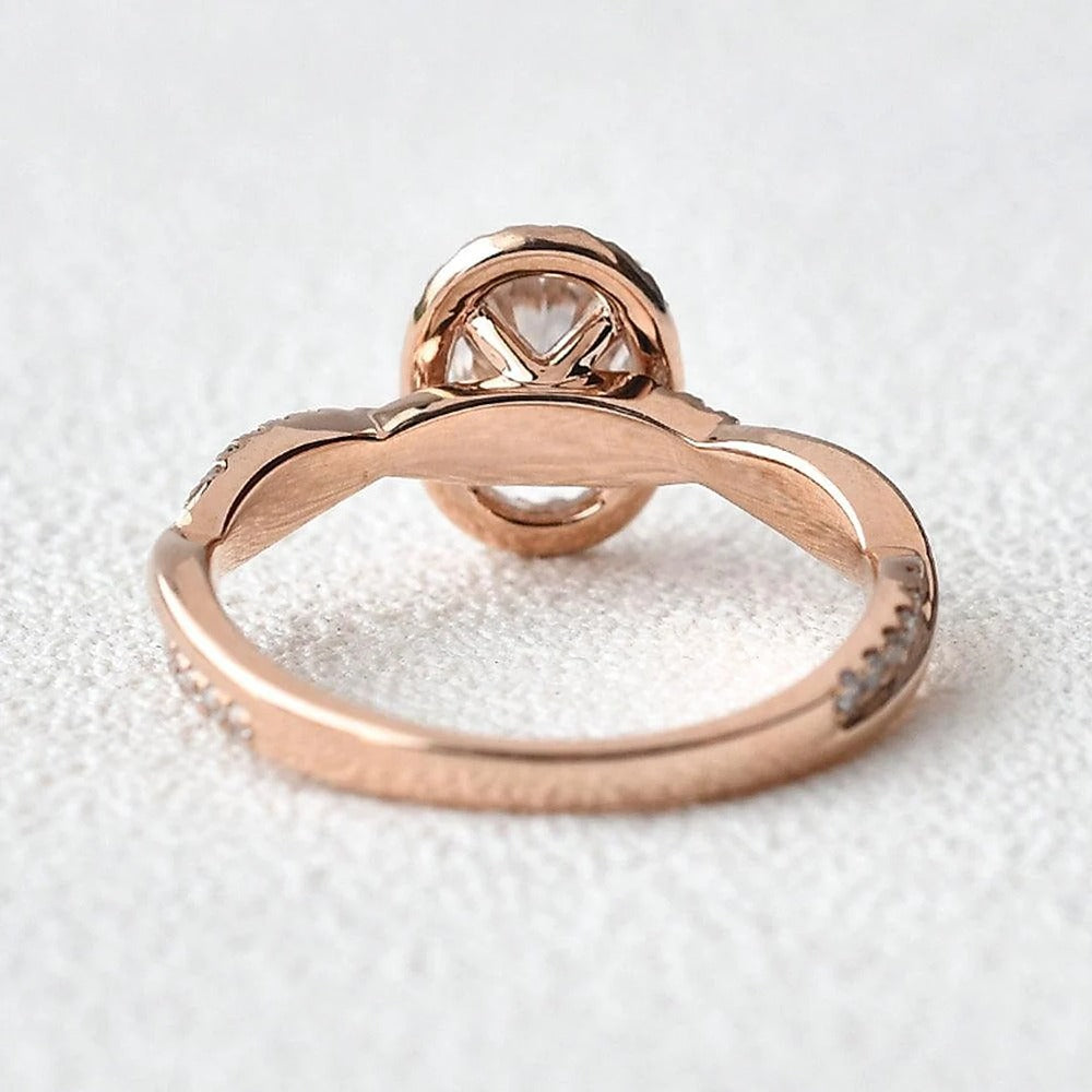 Oval Cut Moissanite Twisted Engagement Ring