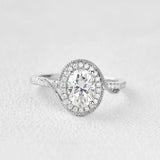 Oval Cut Filigree Halo Moissanite Engagement Ring