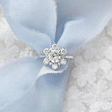 Round Cut Vintage Halo Moissanite Engagement Ring