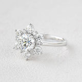 Round Cut Vintage Halo Moissanite Engagement Ring