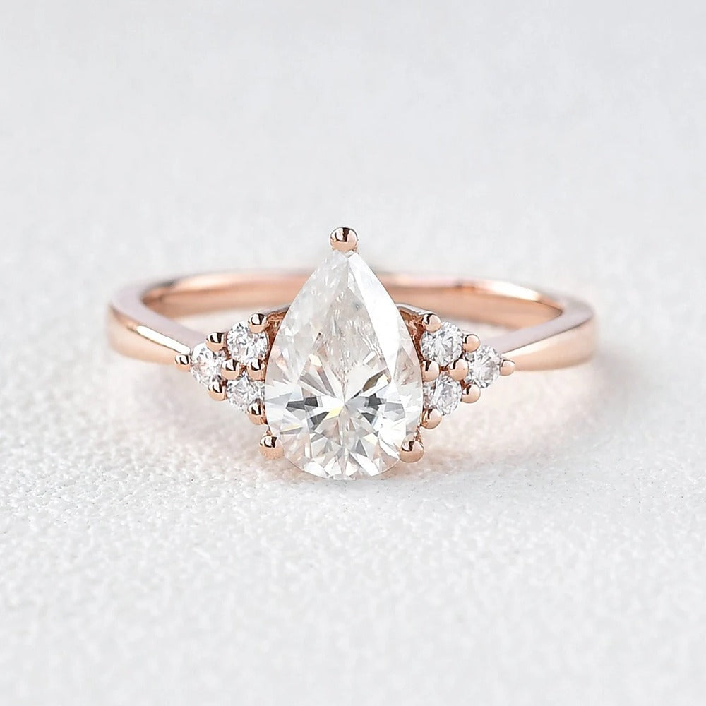 Pear Cut Seven Stone Moissanite Engagement Ring