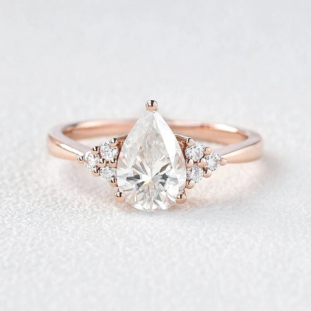 Pear Cut Seven Stone Moissanite Engagement Ring