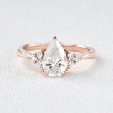 Pear Cut Seven Stone Moissanite Engagement Ring